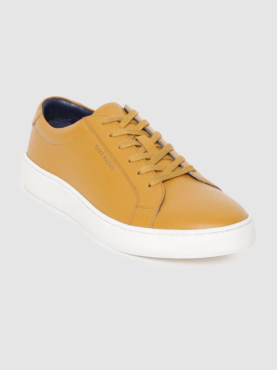 rare rabbit men yellow leather sneakers