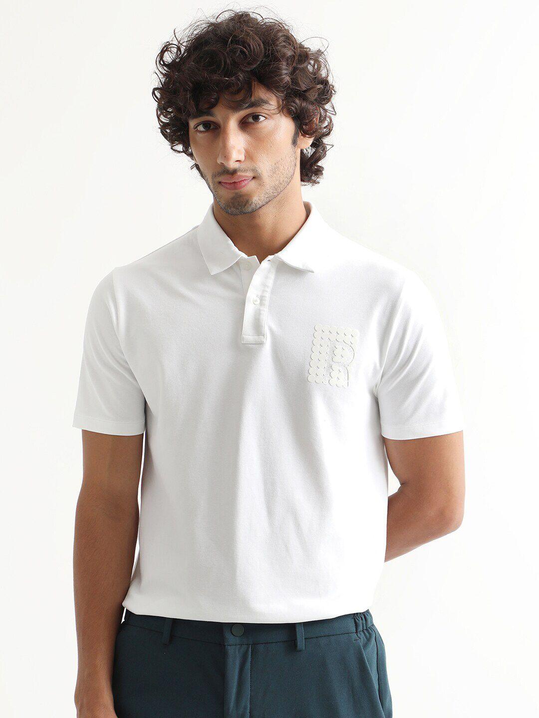 rare rabbit polo collar pure cotton slim fit t-shirt