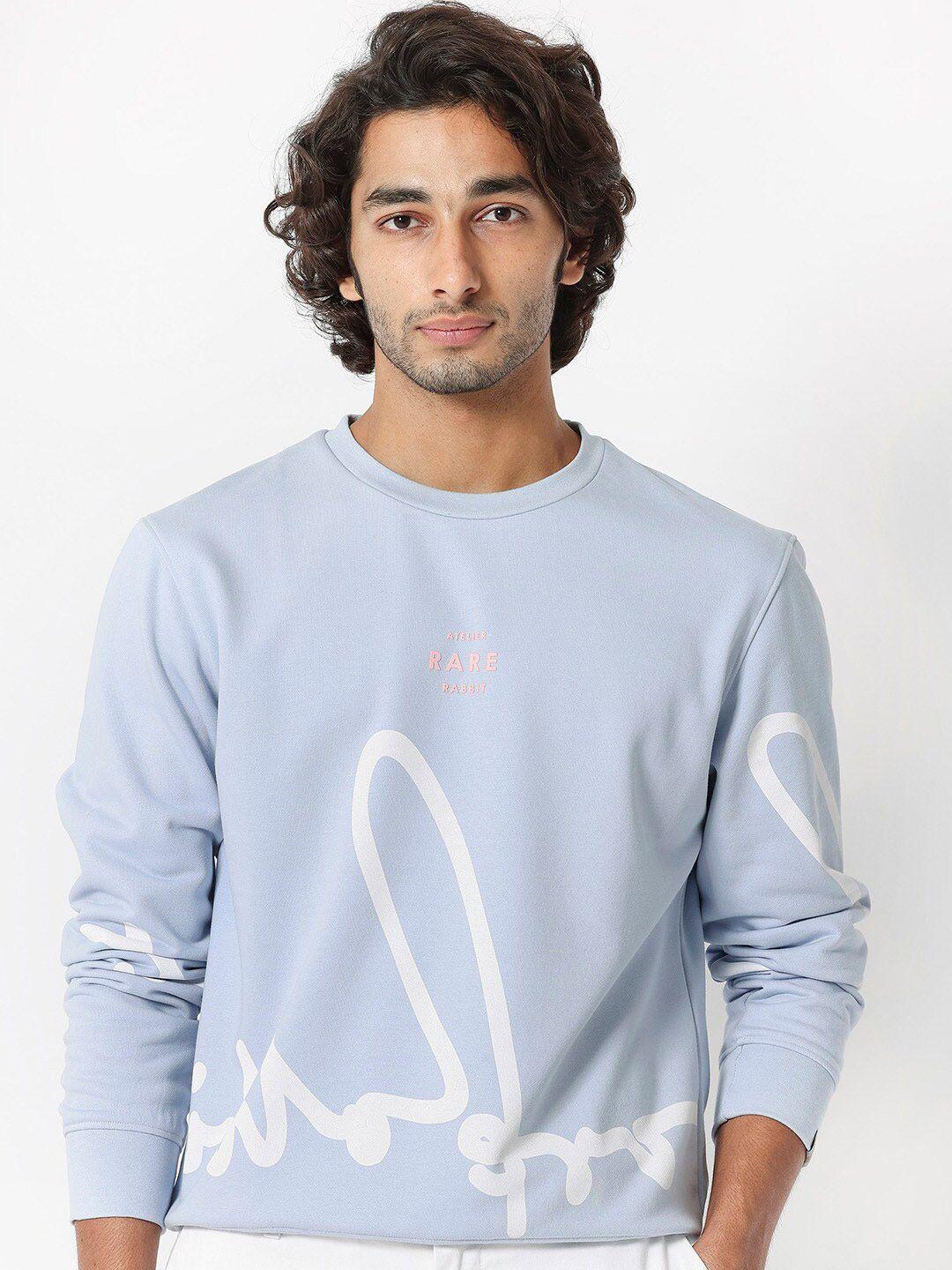 rare rabbit printed round neck long sleeves cotton sweatshirt