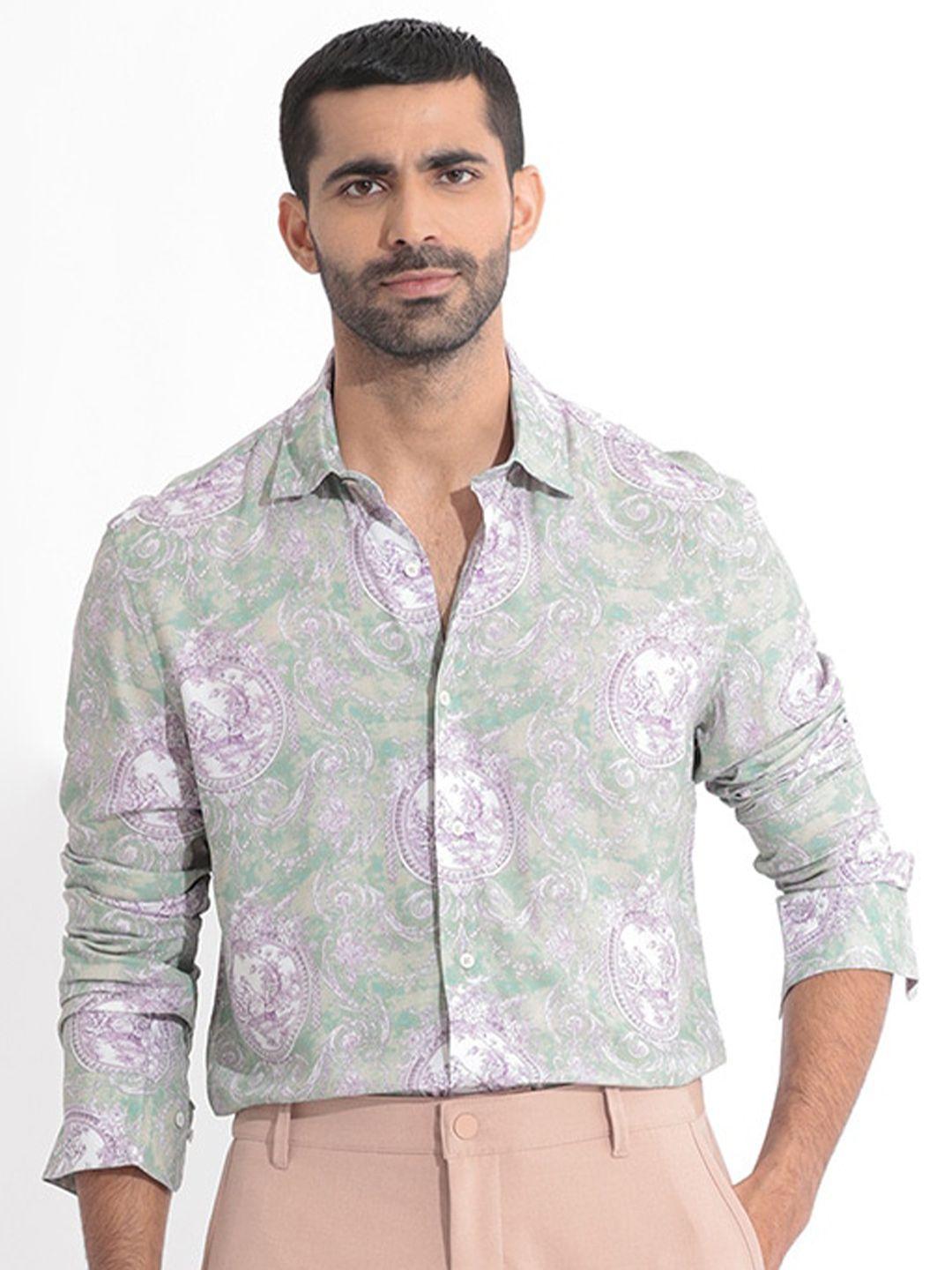 rare rabbit printed slim fit classic casual shirt