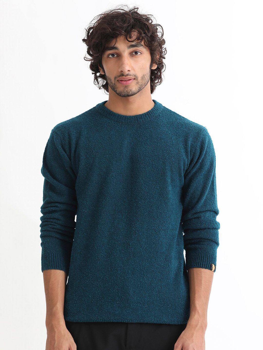 rare rabbit round neck ribbed acrylic pullover sweaters