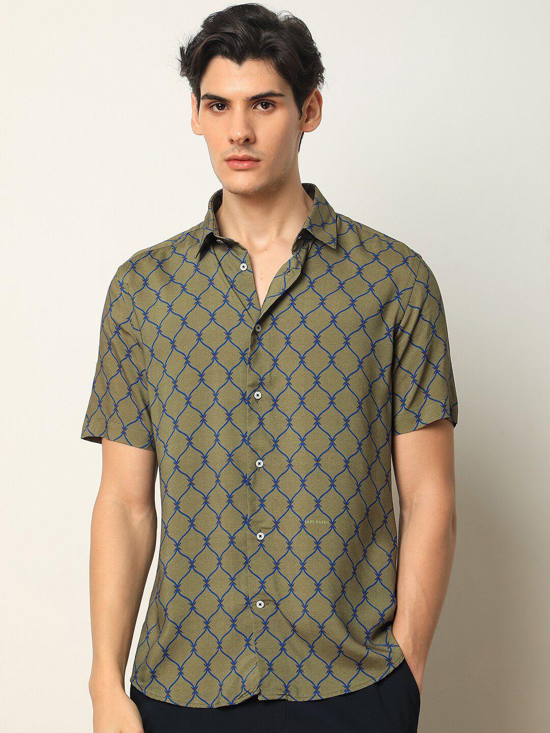 rare rabbit slim fit ethnic motifs printed casual cotton shirt