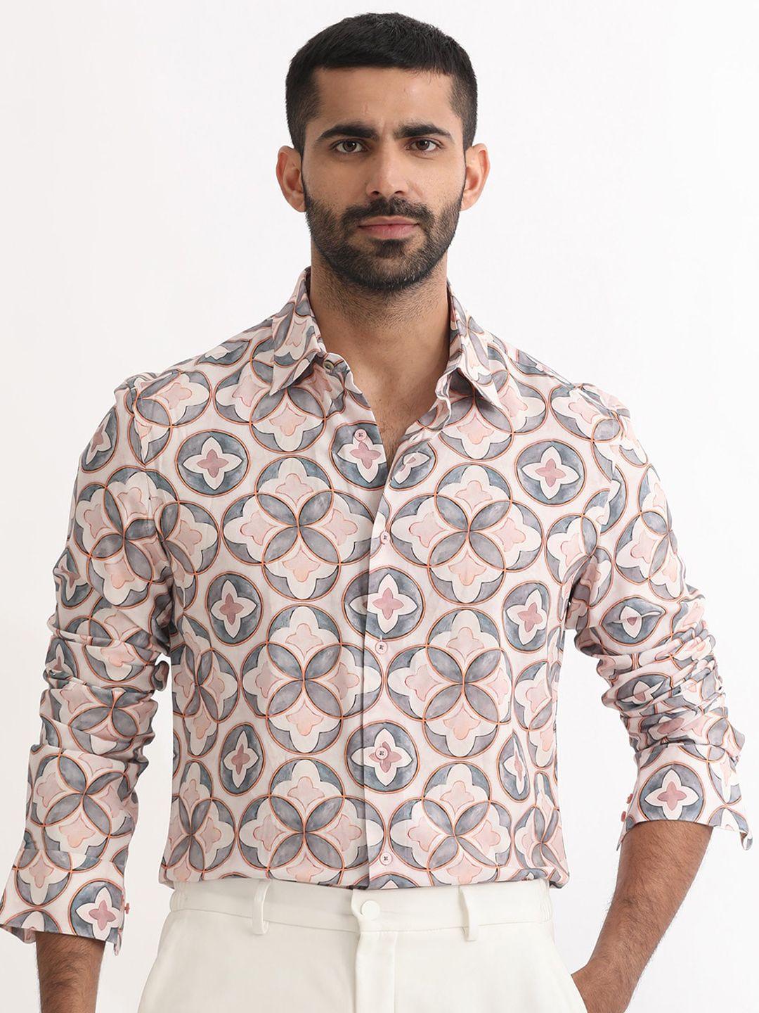rare rabbit slim fit ethnic motifs printed cotton casual shirt