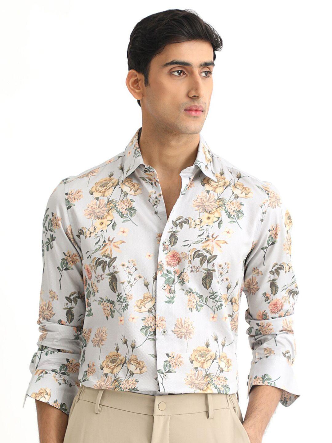 rare rabbit slim fit floral cotton opaque printed casual shirt