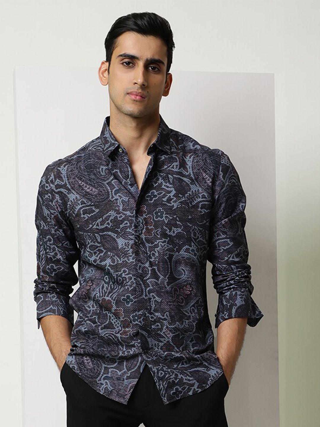 rare rabbit slim fit floral printed casual shirt