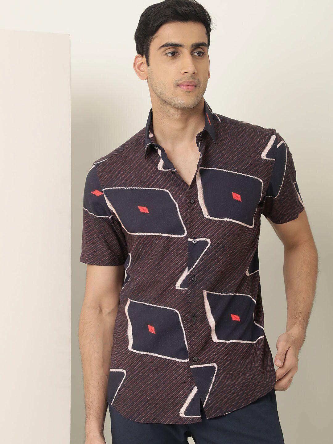 rare rabbit slim fit geometric printed casual shirt