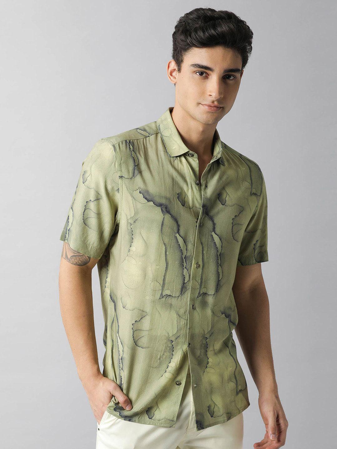 rare rabbit slim fit opaque printed casual shirt