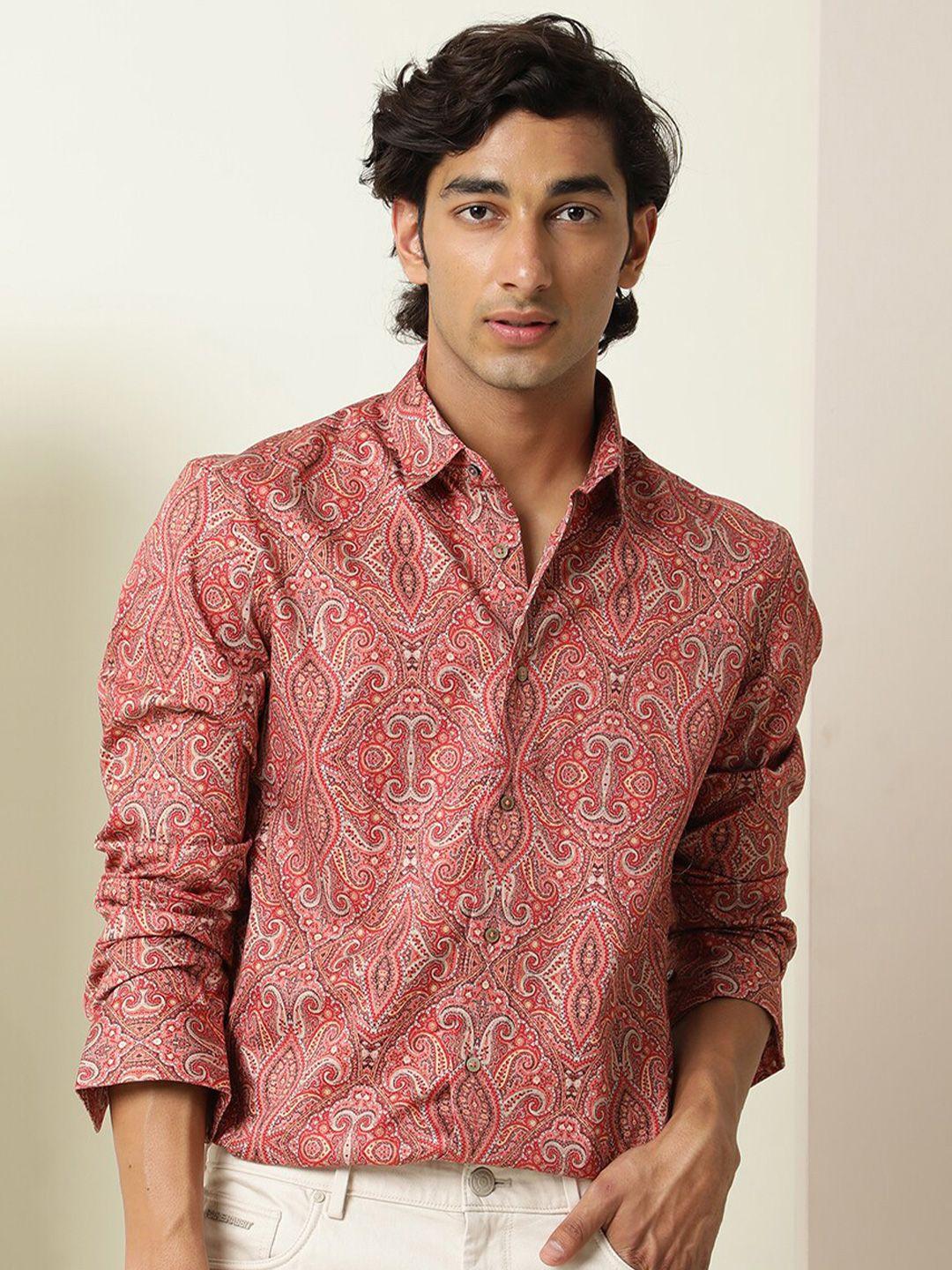 rare rabbit slim fit printed casual shirt