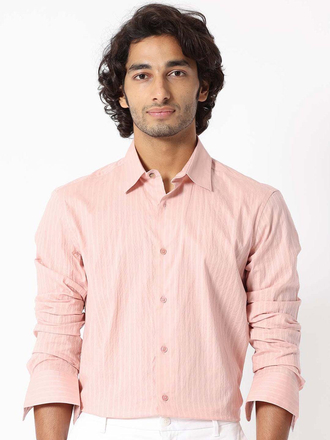 rare rabbit slim fit striped cotton casual shirt