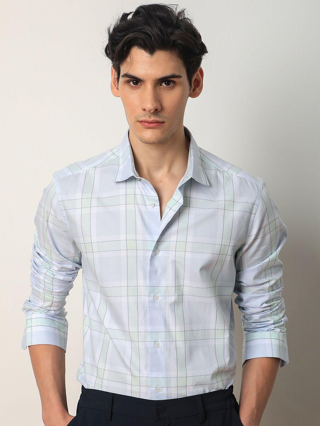 rare rabbit slim fit tartan checked casual cotton shirt