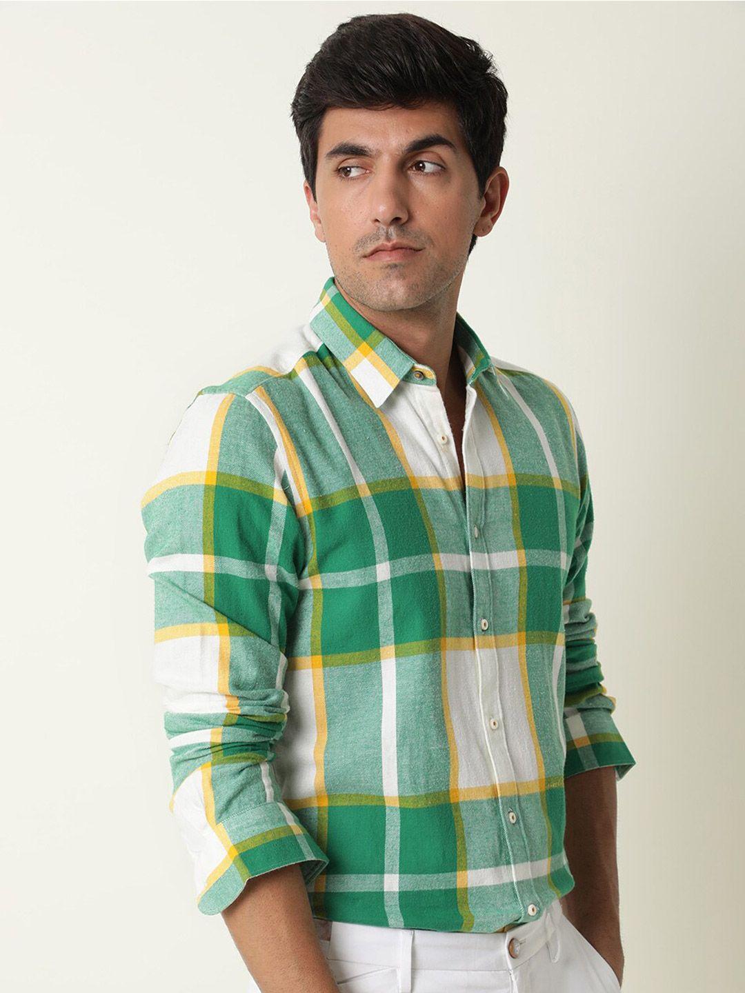 rare rabbit slim fit tartan checked cotton shirt