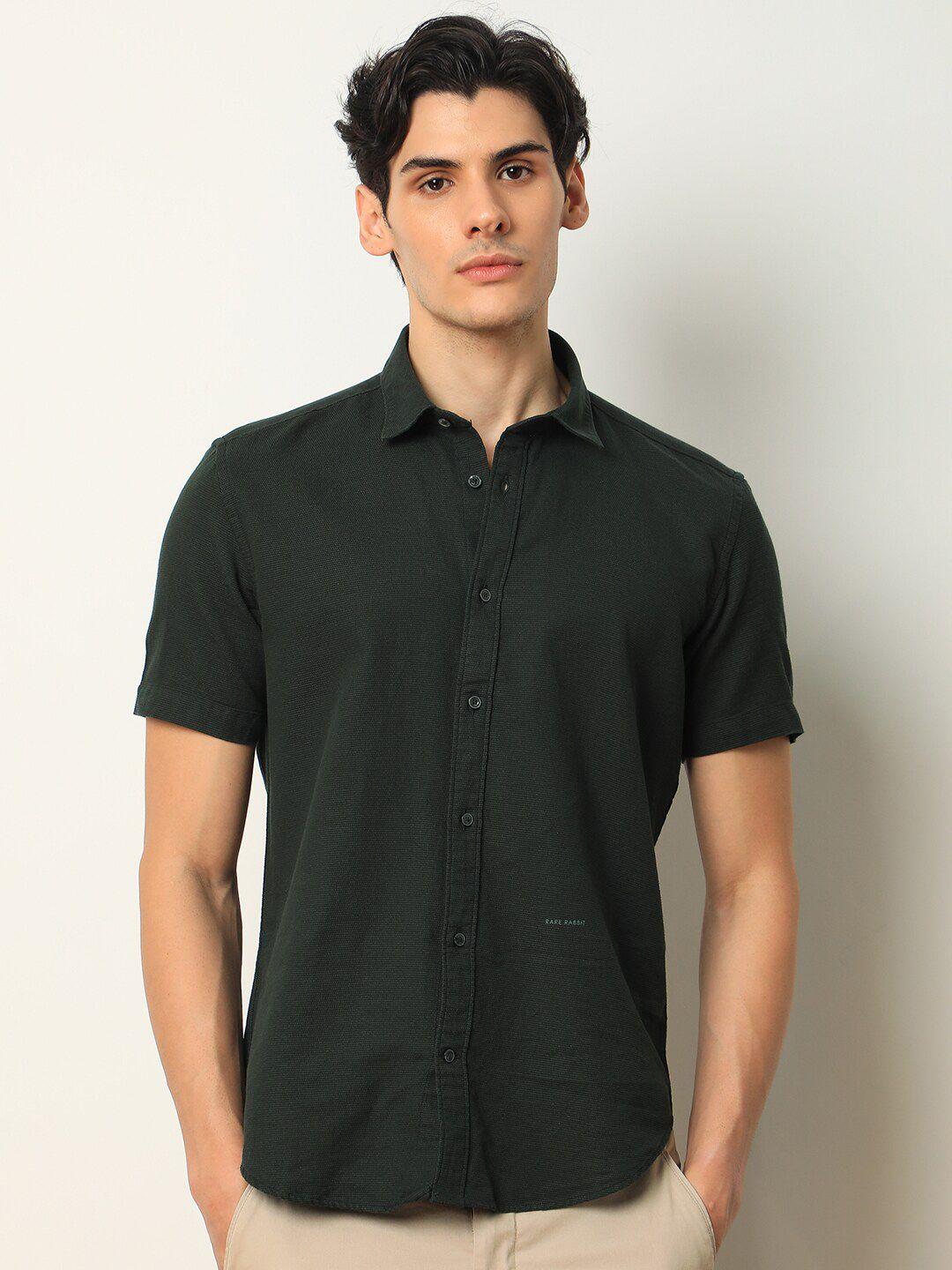 rare rabbit slim fit textured casual cotton shirt