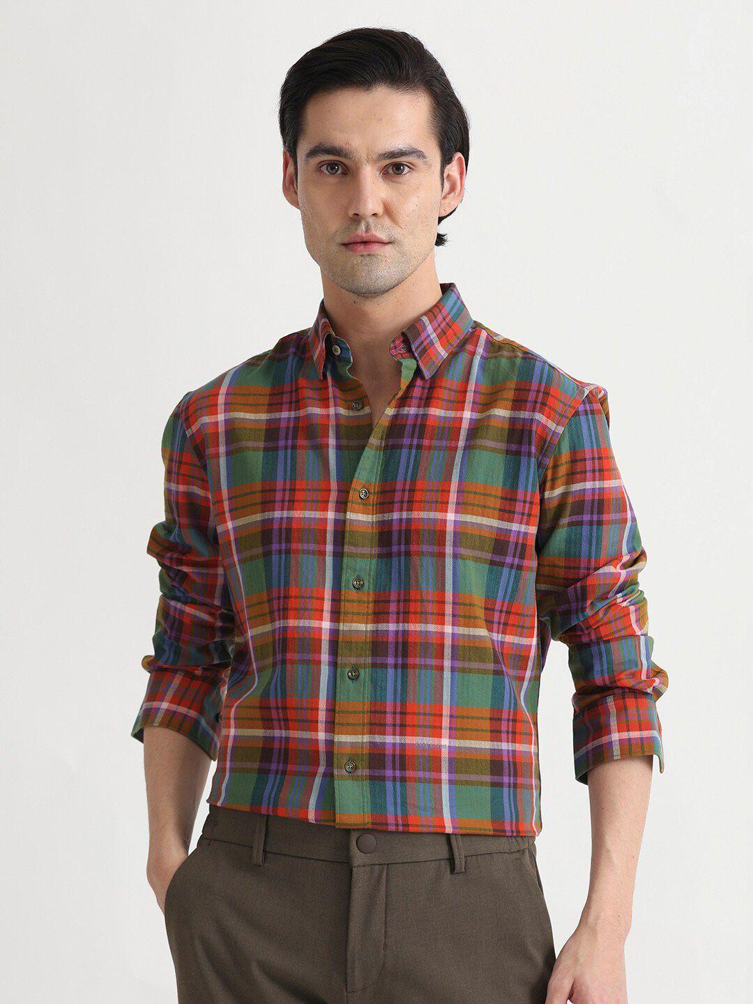 rare rabbit tartan checks checked slim fit cotton casual shirt