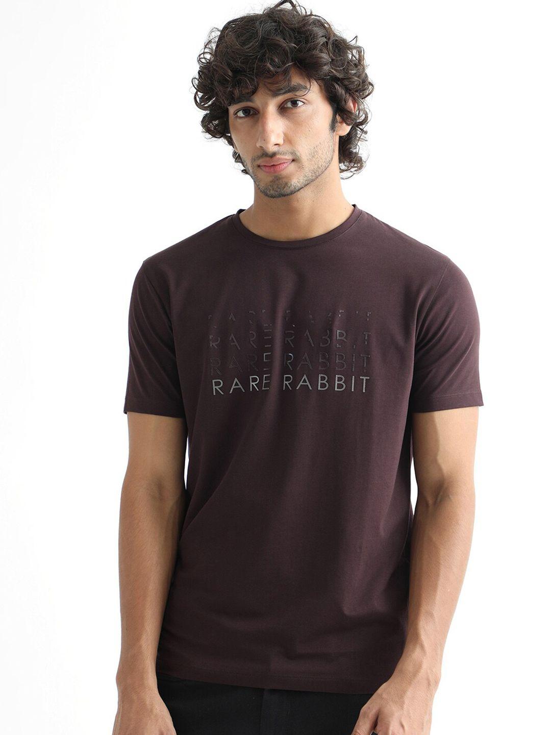 rare rabbit typography printed cotton slim fit t-shirt