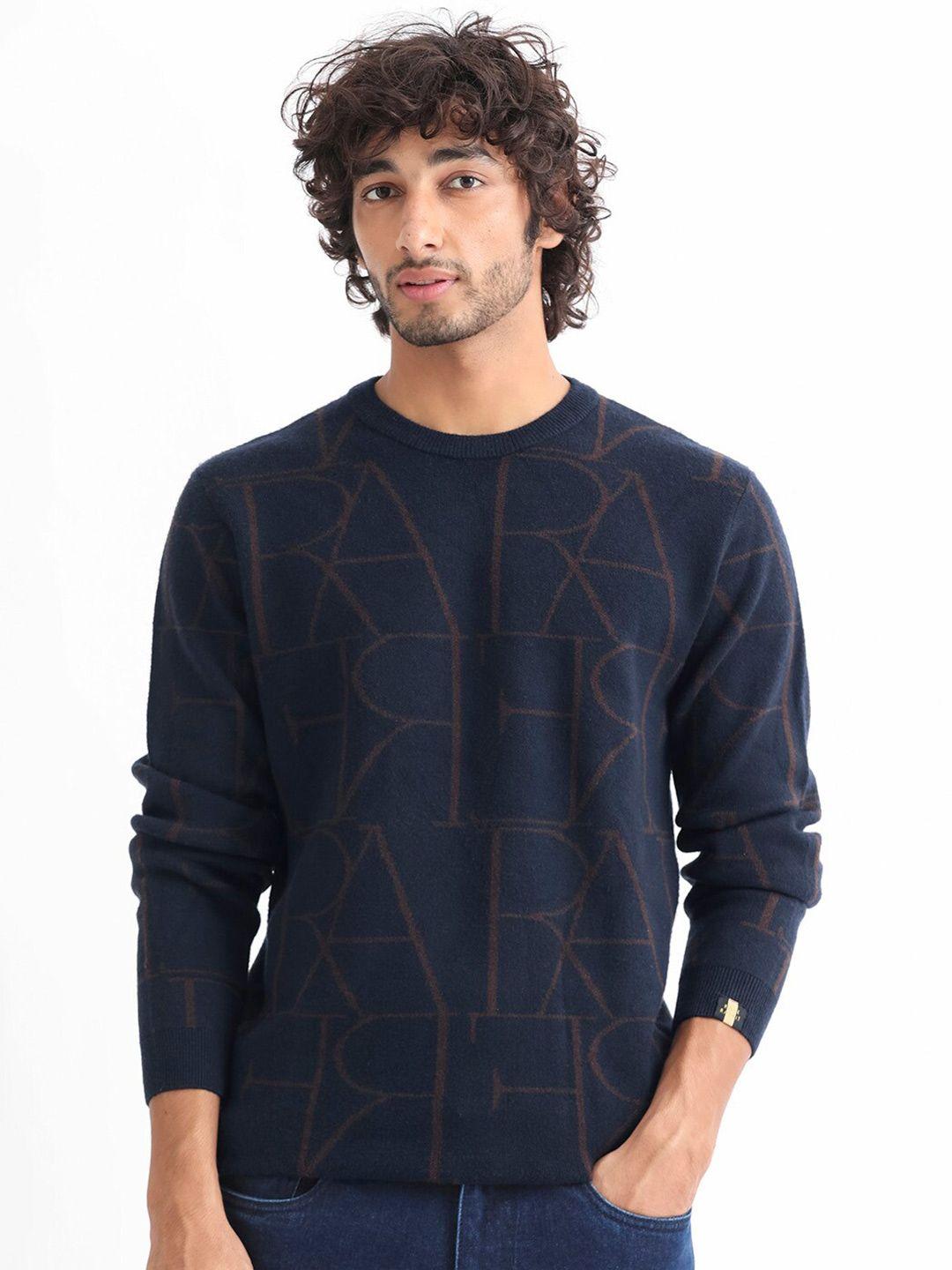 rare rabbit typography printed pullover sweaters