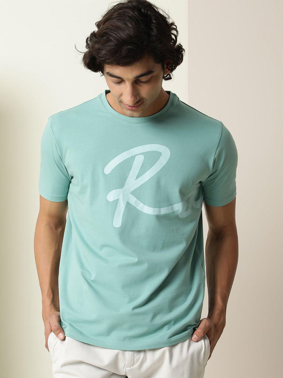 rare rabbit typography printed slim fit cotton t-shirt