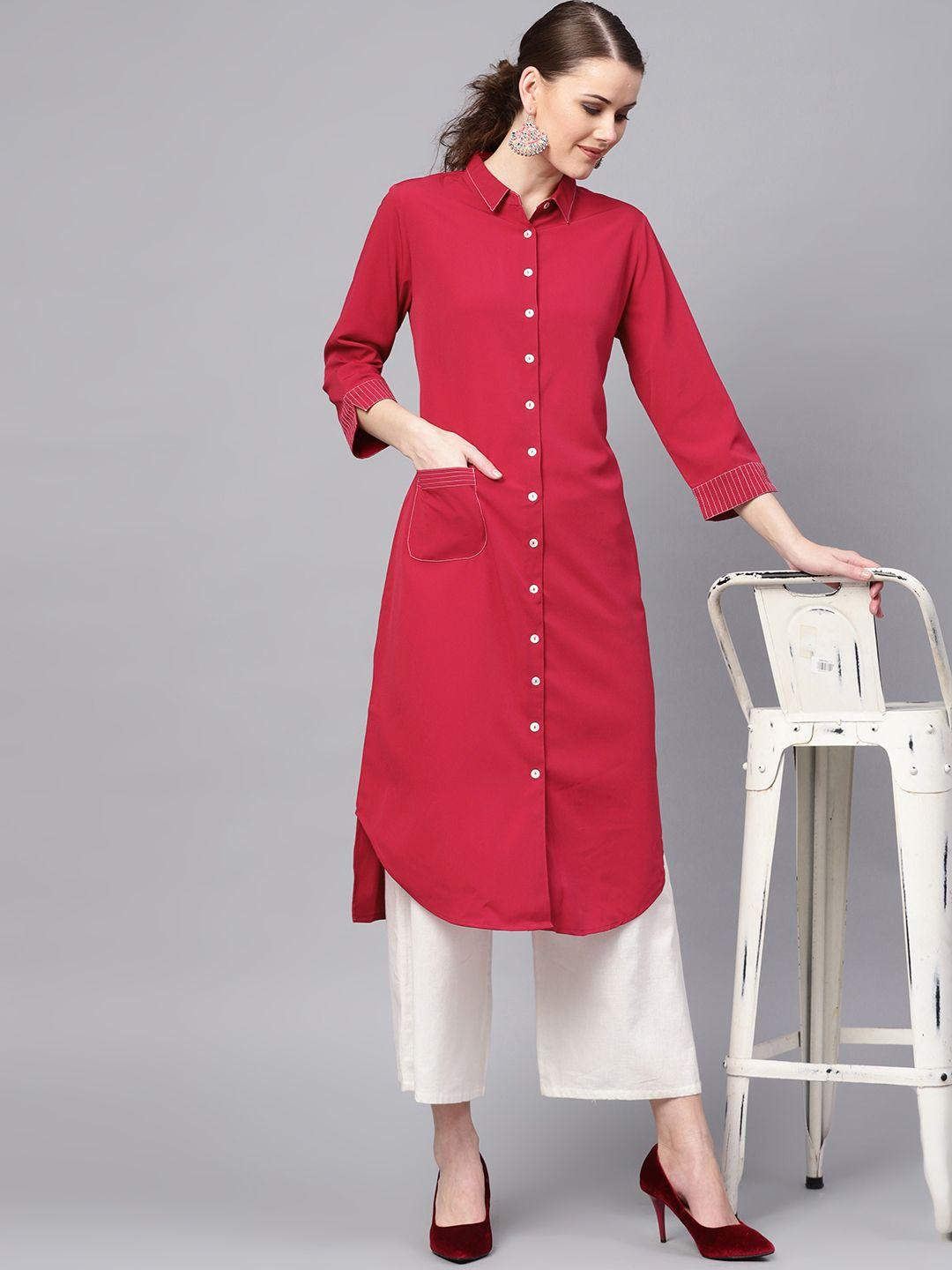 rare roots women maroon solid a-line kurta