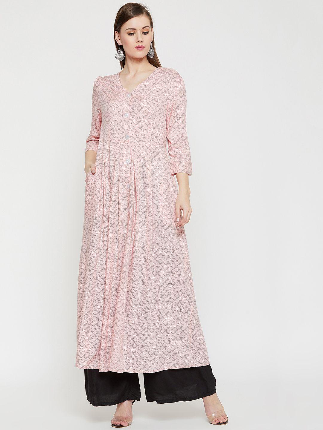 rare roots women pink printed a-line kurta