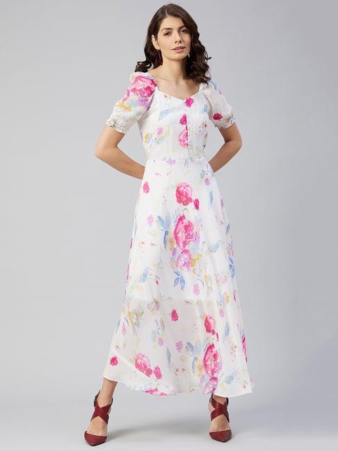 rare white floral print maxi dress