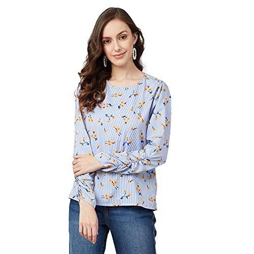 rare women's striped regular fit blouse (ep2811_blue xl)