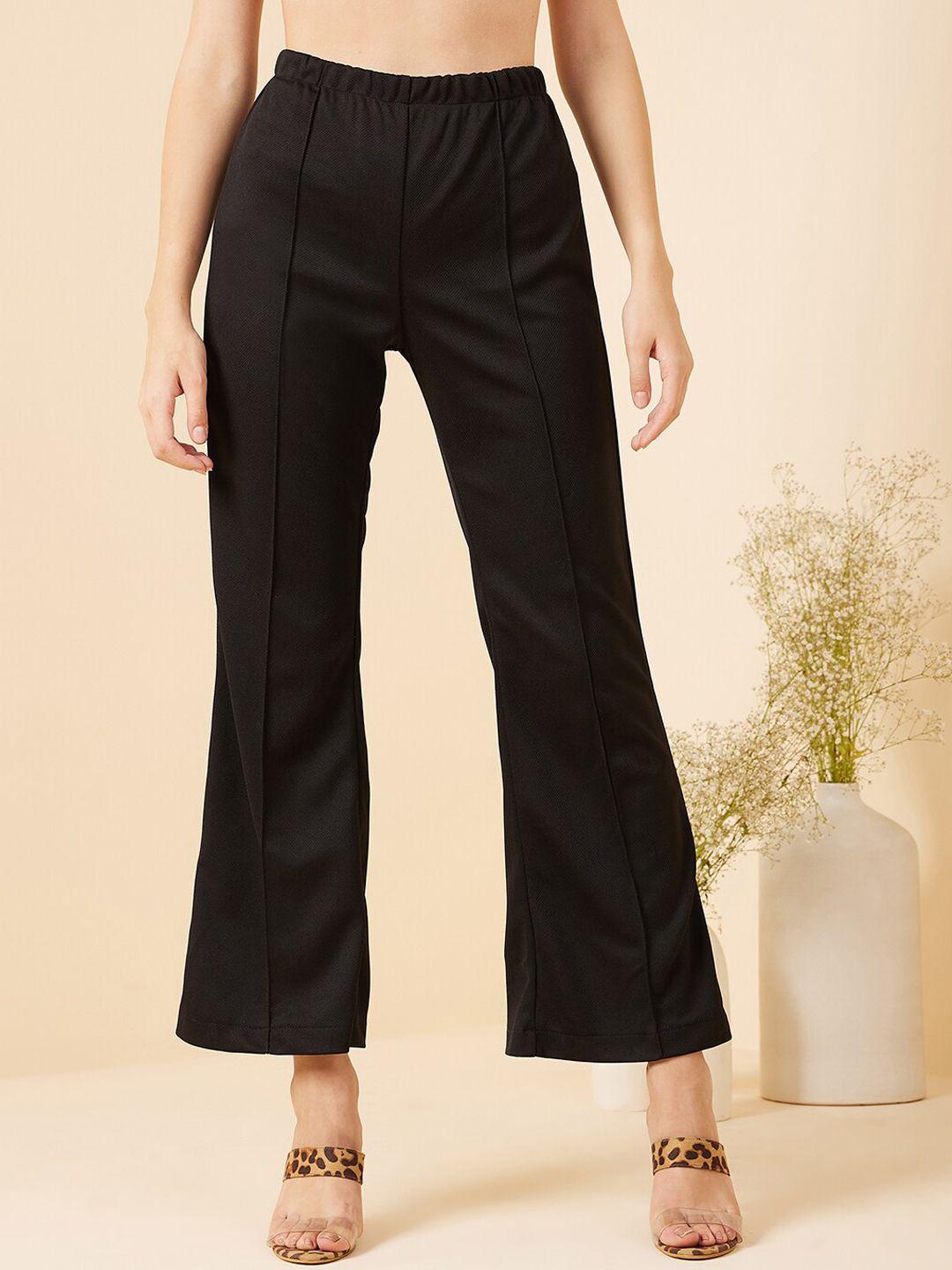 rare women black high-rise plain bootcut trousers