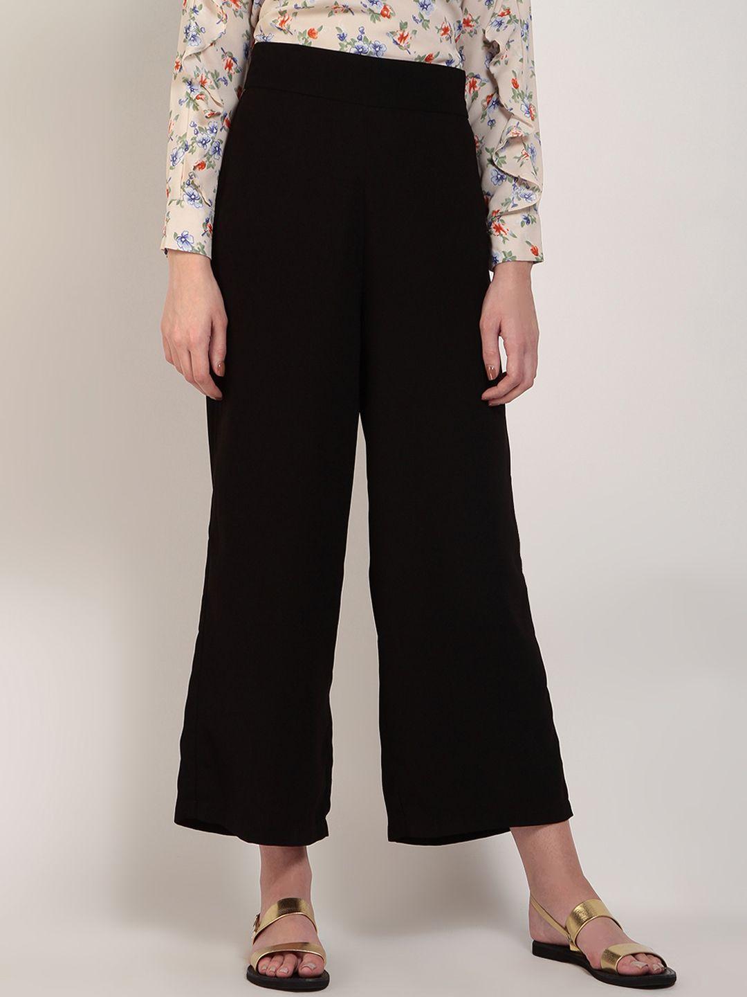 rare women black regular fit solid culottes