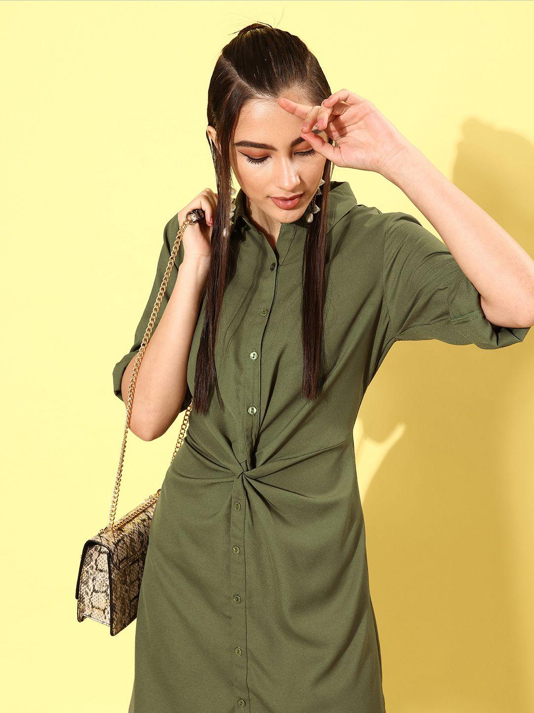 rare women lovely olive solid volume play dress