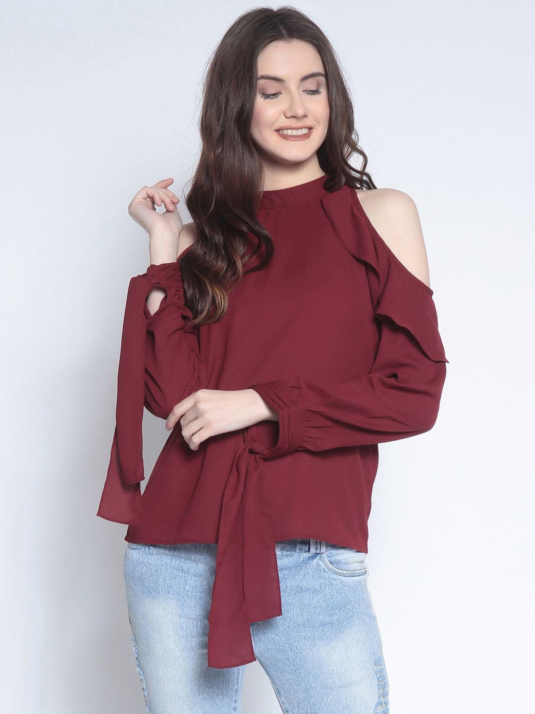 rare women maroon solid top