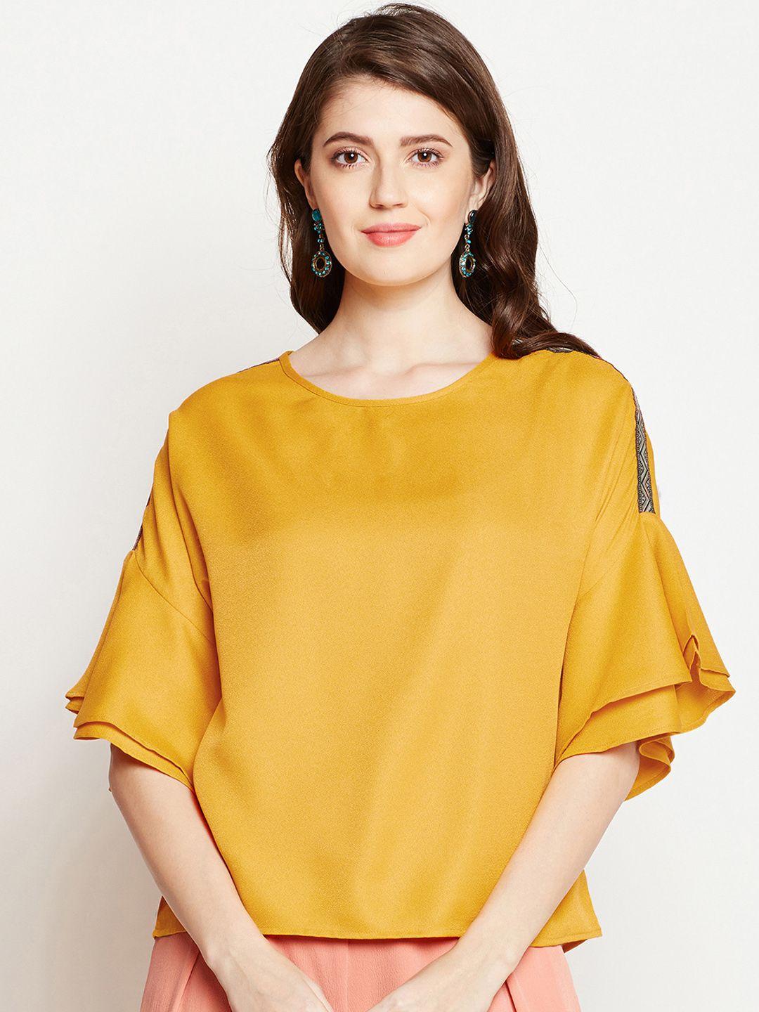rare women mustard solid a-line top