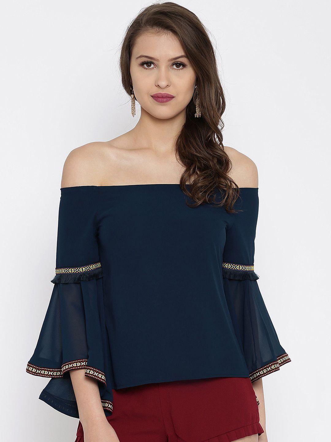 rare women navy off-shoulder top