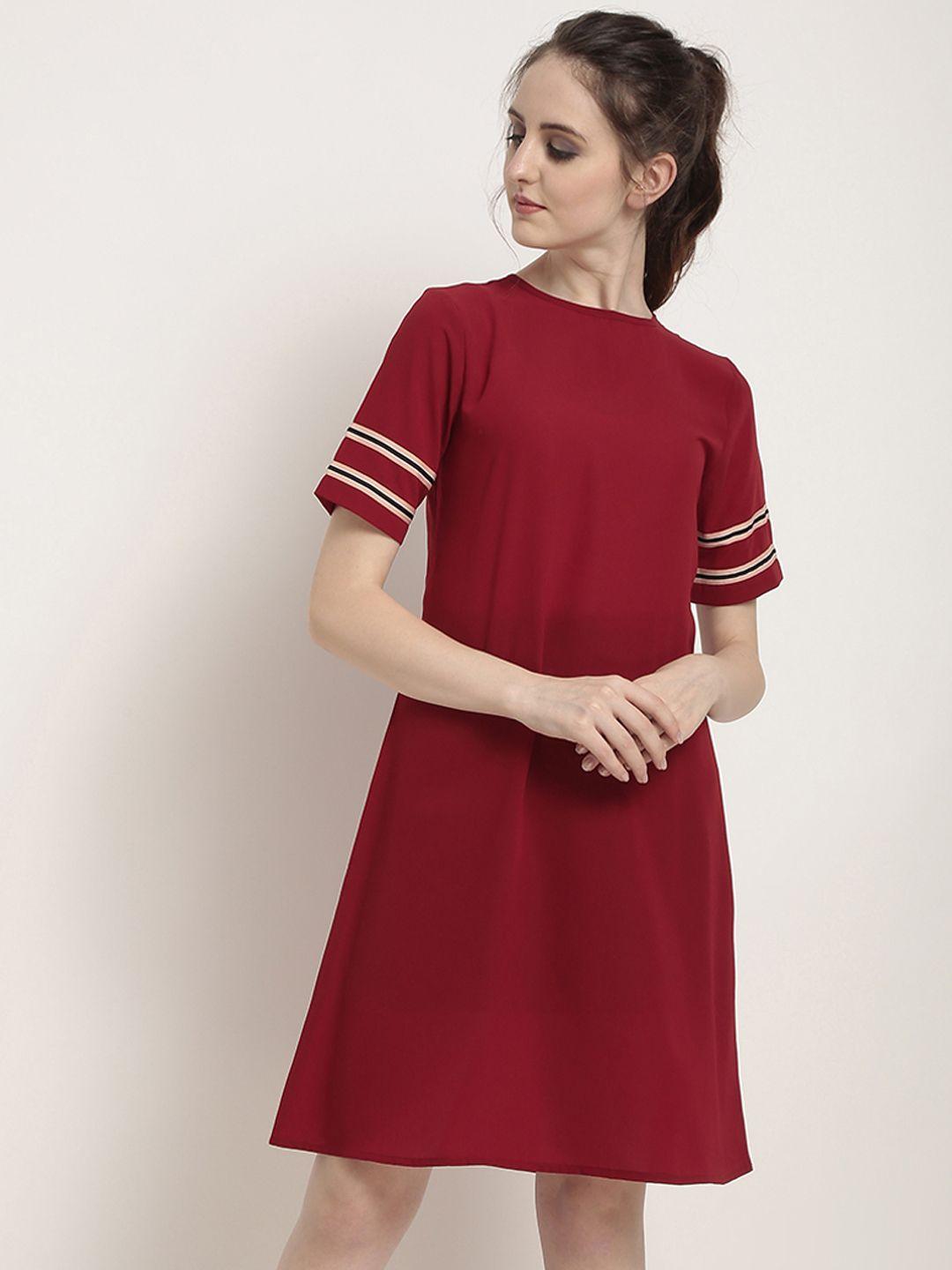 rare women red solid a-line dress