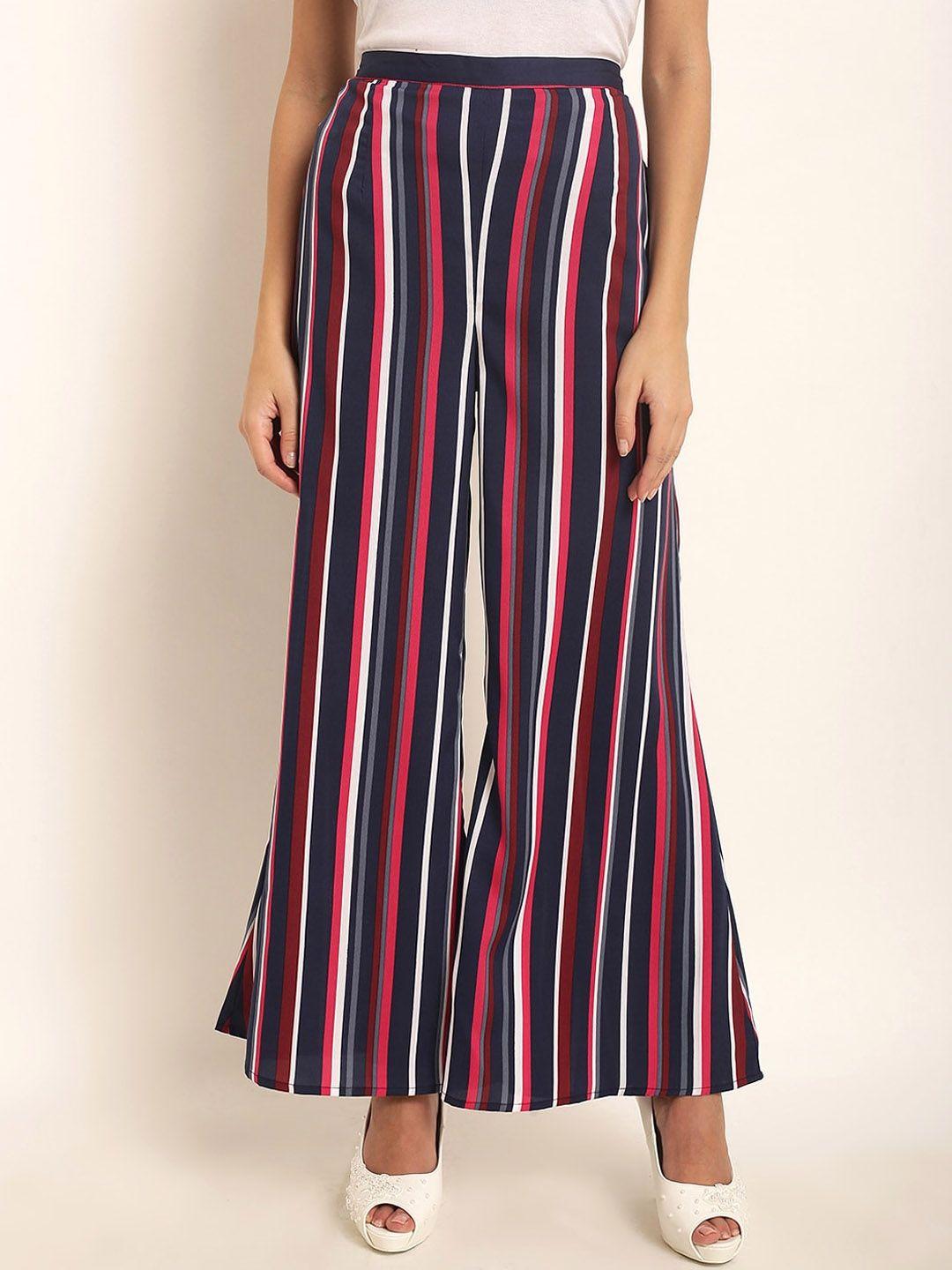 rare women vertical striped high-rise parallel trousers