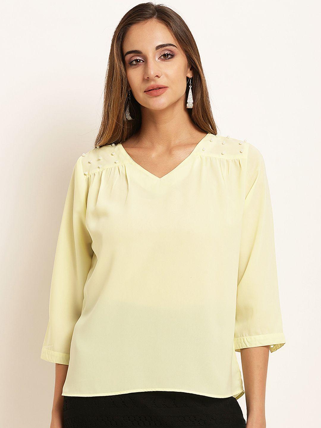 rare women yellow embellished top