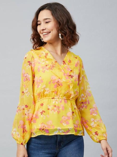 rare yellow floral print top