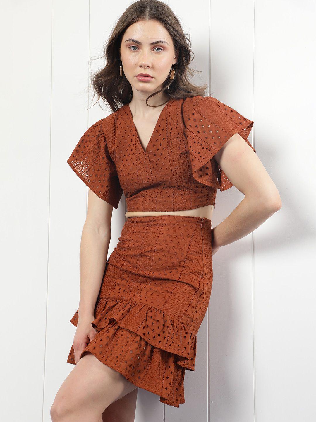rareism embroidered pure cotton skirt
