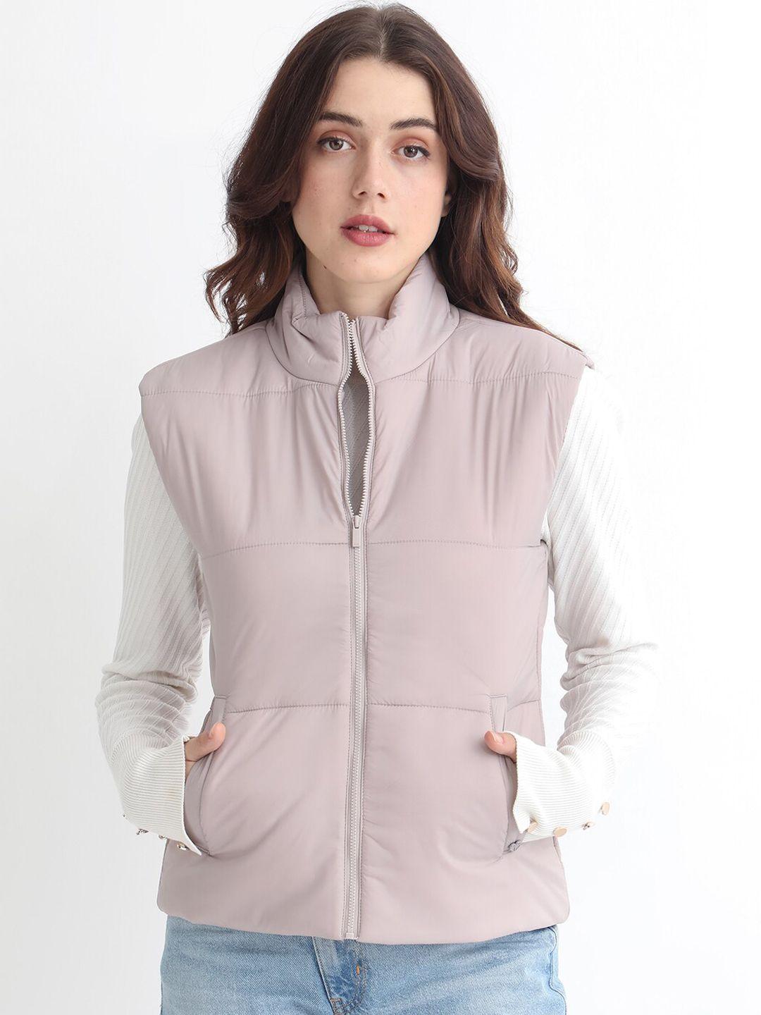 rareism mock collar sleeveless padded jacket