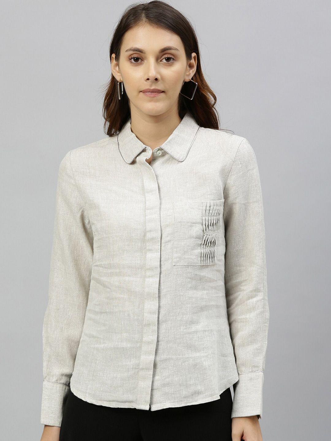 rareism off white linen shirt style top
