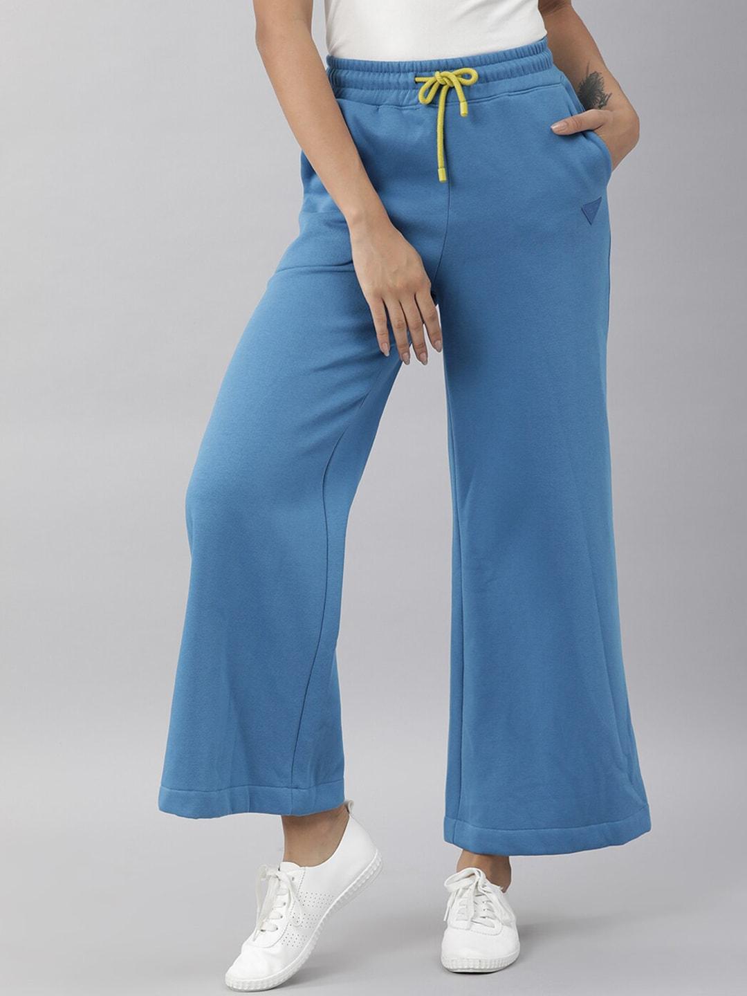 rareism women blue solid relaxed fit track pants