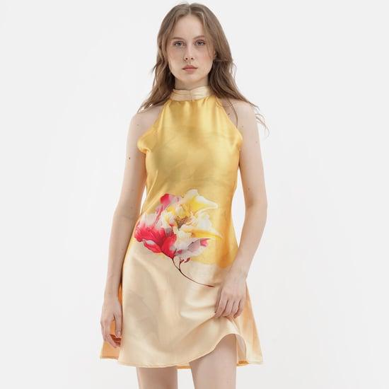 rareism women floral print a-line dress