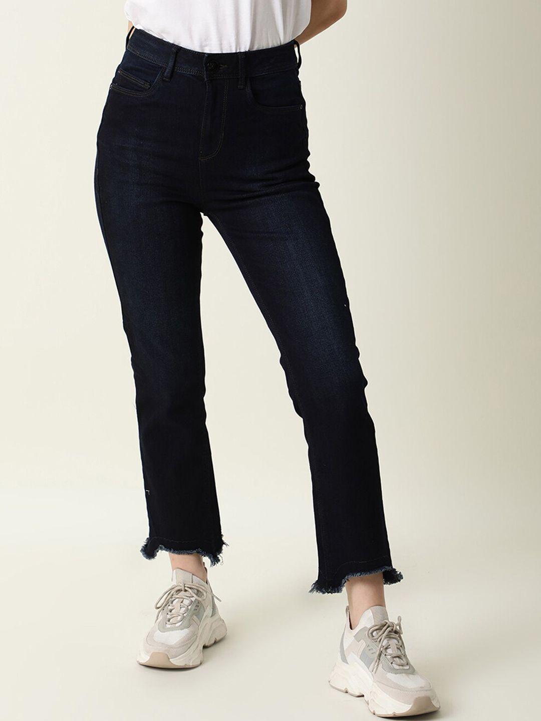 rareism women navy blue high-rise jeans