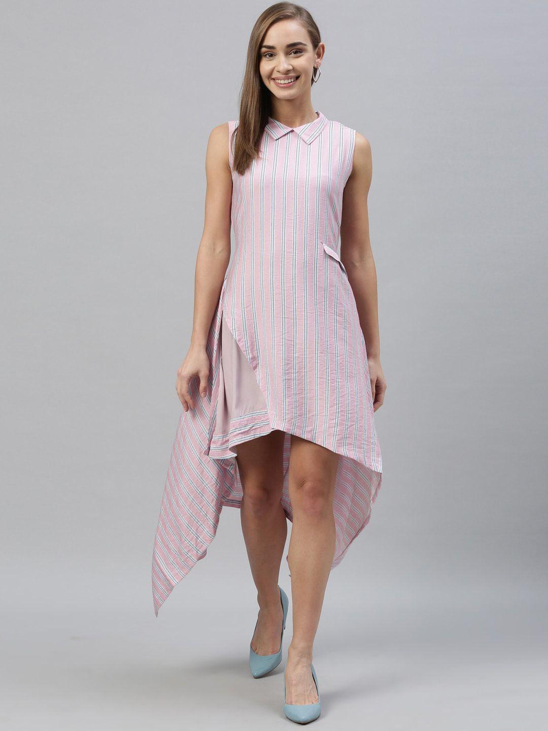 rareism women pink striped a-line dress