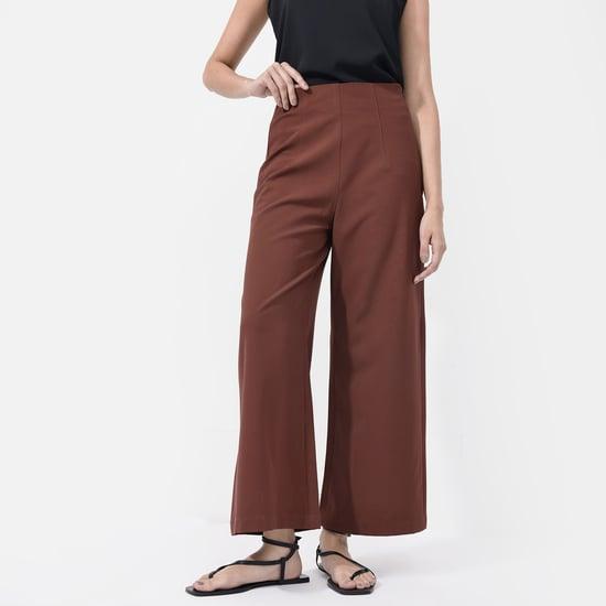 rareism women solid wide-leg trousers