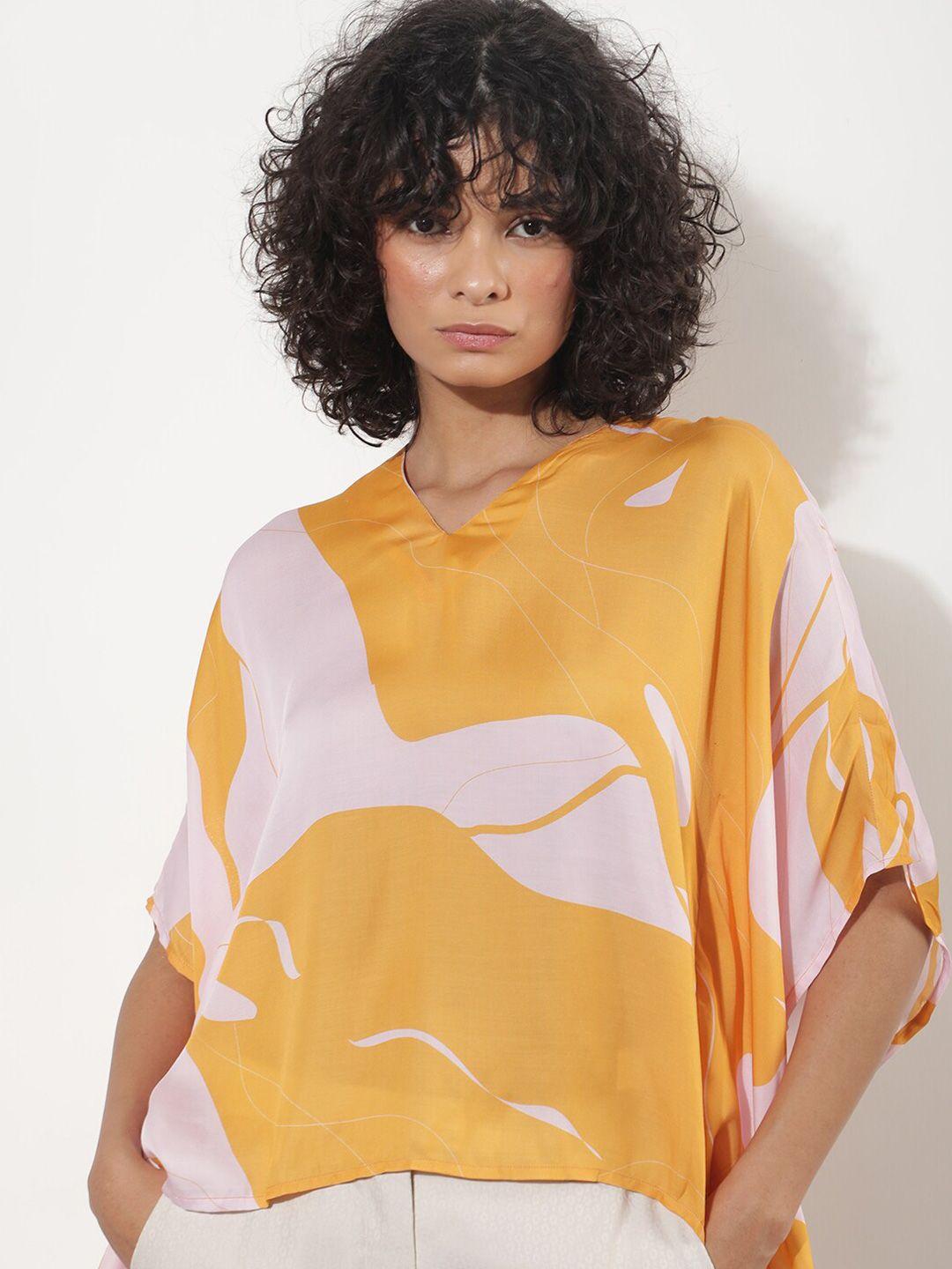 rareism abstract printed batwing sleeves top