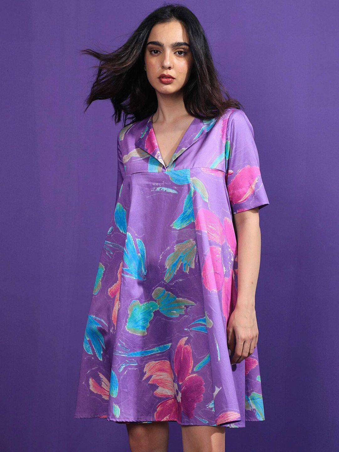 rareism abstract printed cotton a line dress