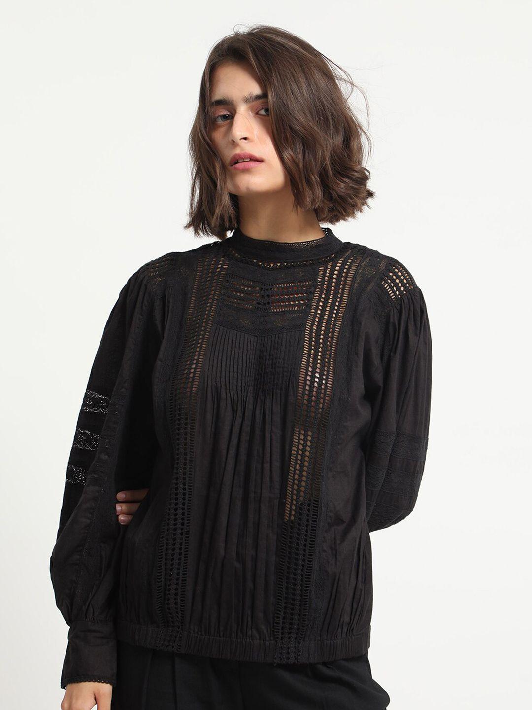 rareism black cotton long top