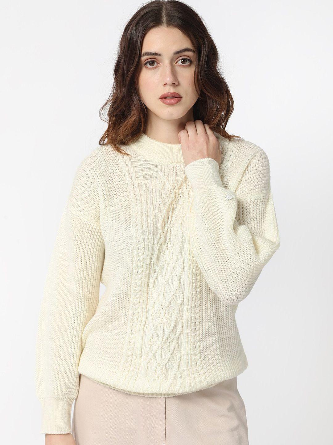 rareism cable knit round neck pullover