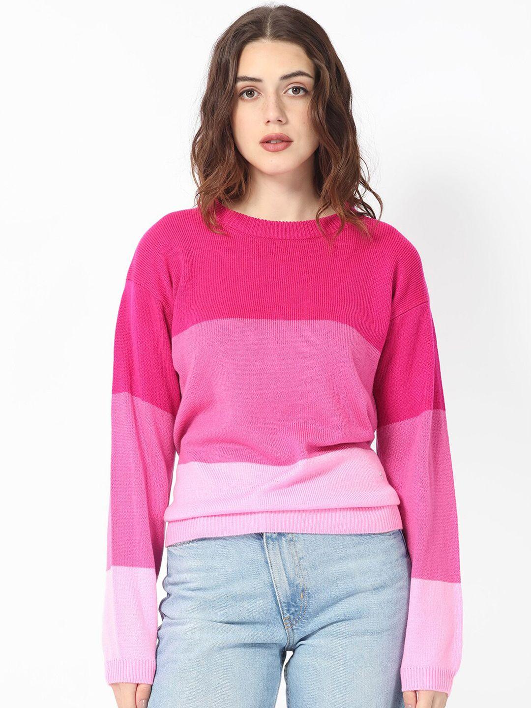 rareism colourblocked round neck pullover