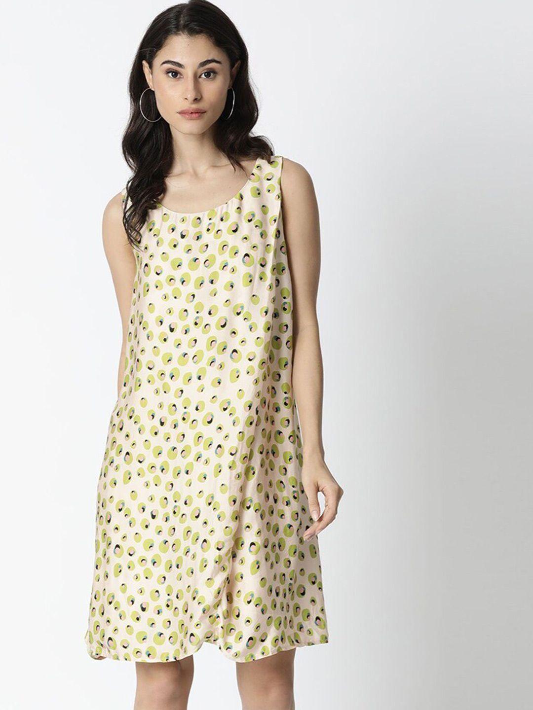 rareism conversational printed cotton a-line dress