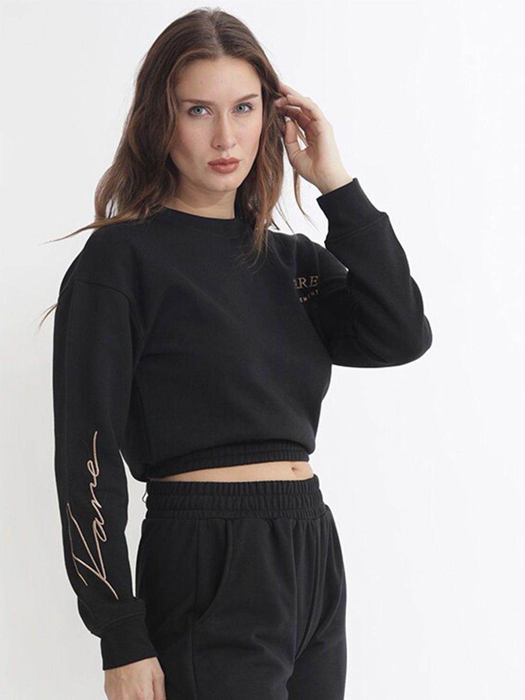 rareism cotton pullover crop sweatshirt