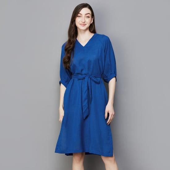 rareism elarat women solid a-line dress